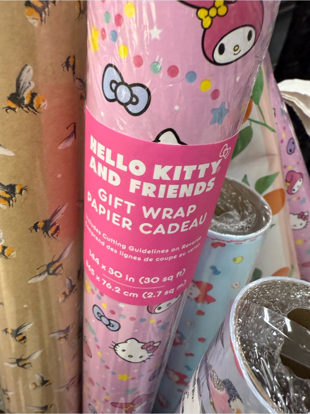 Hello Kitty Pink Gift Wrap Roll with Character Print